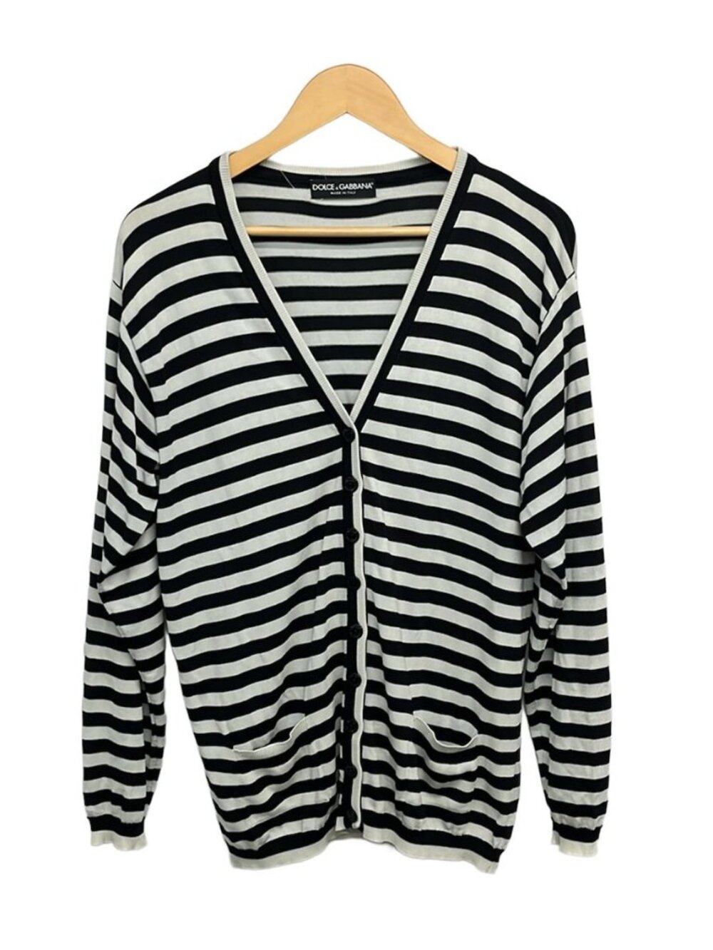 Dolce & Gabbana Cardigan 44 L Light Gray Black Long Sleeve Silk Border - Picture 1 of 5